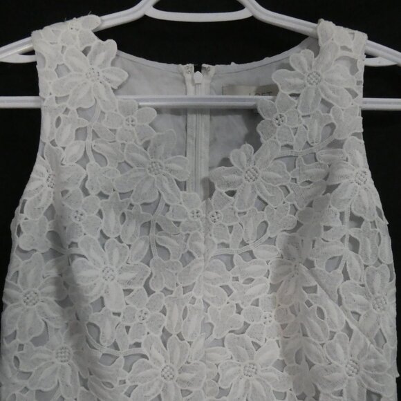 LOFT | 00P | Elegant White Floral Lace Mini Dress - Picture 4 of 14